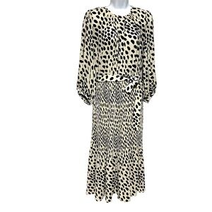 AYR Who's She Hot Dot Midi Dress Size Medium Polka Dot Pleats Elegant Luxury